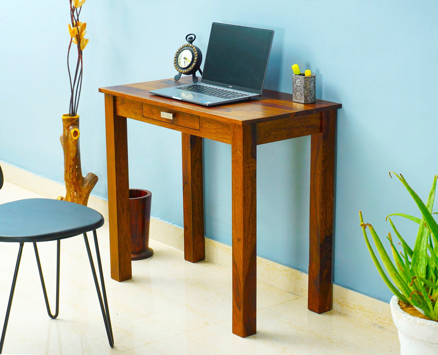 Rukmaajeee Sheesham Wood One Drawer Study Table | Wooden Laptop &