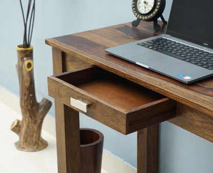 Rukmaajee Sheesham Wood One Drawer Study Table | Wooden Laptop &