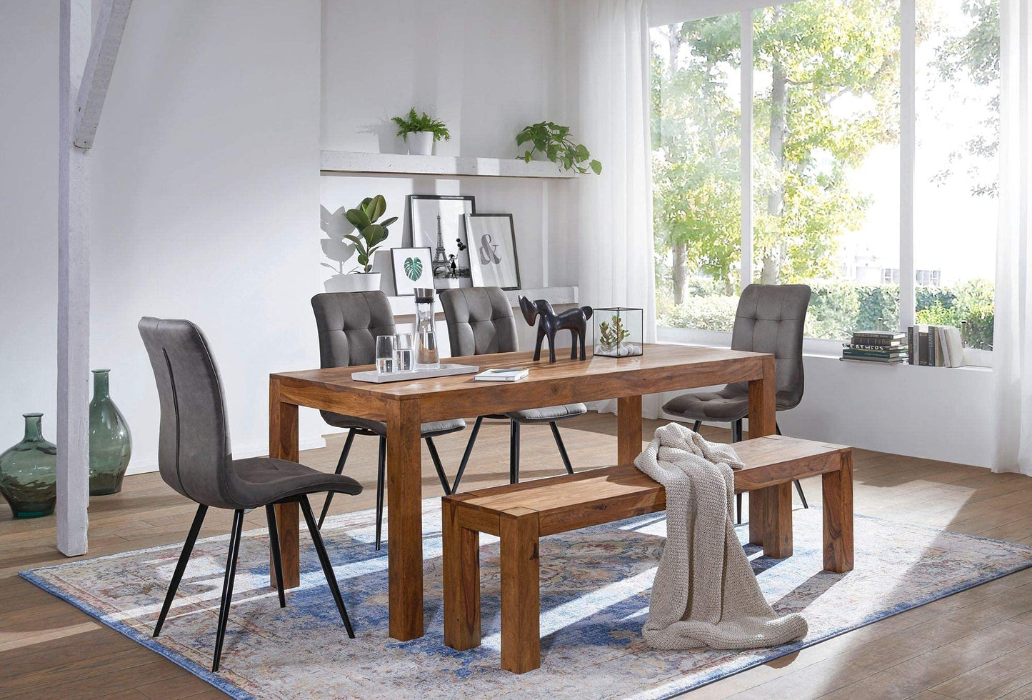 Rukmaajeee 6-Seater Rectangular Dining Table | Solid Sheesham Wood