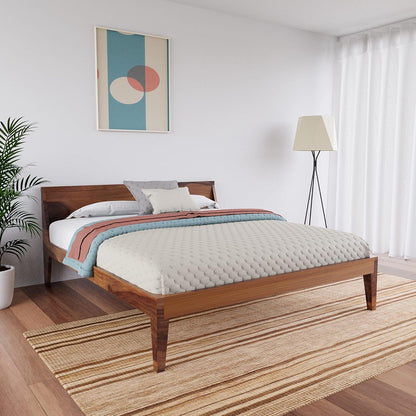 Rukmaajee Solid Wood Queen Size Bed for Bedroom | Wooden Bed Without