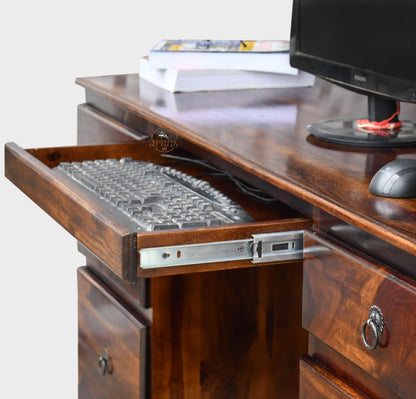 Rukmaajeee Sheesham Wood Large Student Study Table with 6 Drawers