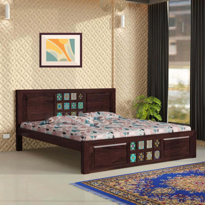 Rukmaajee Sheesham Wood Queen Size Bed Without Storage | Solid Cot Bed