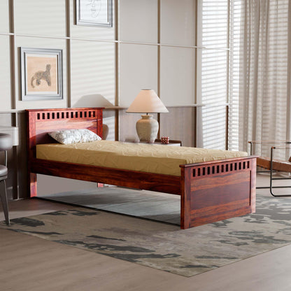 Rukmaajee Solid Sheesham Wood Single Bed for Your Home Traditional
