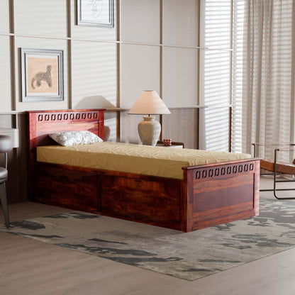Rukmaajee Solid Sheesham Wood Box Storage Bed for Your Home Storage
