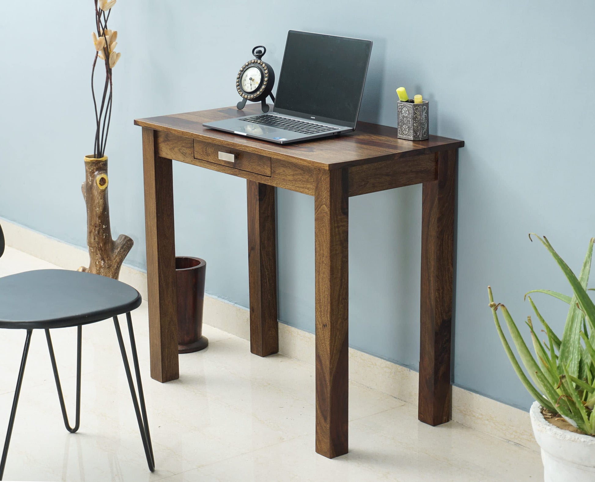 Rukmaajee Sheesham Wood One Drawer Study Table | Wooden Laptop &