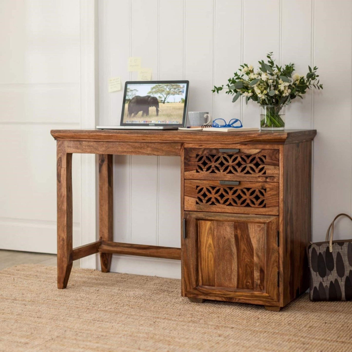 Rukmaajeee Solid Sheesham Wood Study Table | Wooden Laptop Desk &