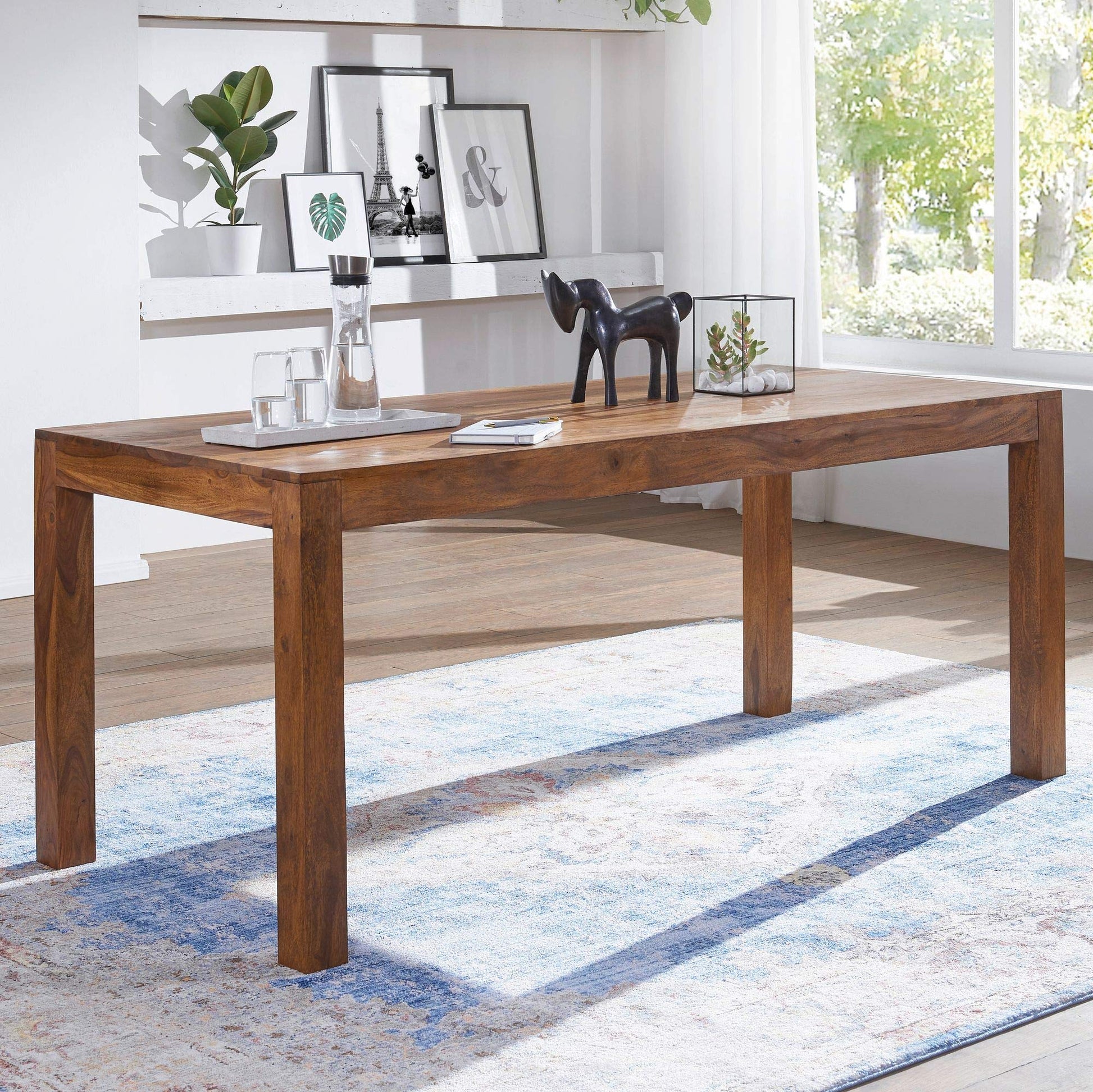 Rukmaajeee 6-Seater Rectangular Dining Table | Solid Sheesham Wood